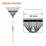 24-Inch Steel Leaf Rake with Wooden Handle