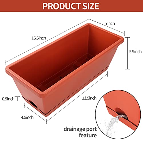 Rectangular Flower Pots Set for Indoor Outdoor Garden