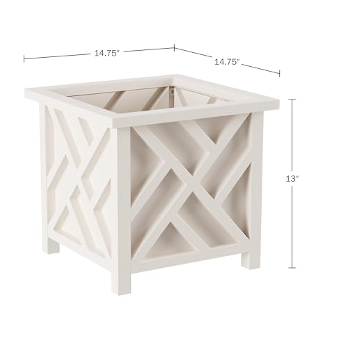 White Lattice Flower Box Planters for Garden Decor
