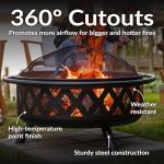 Sunnydaze 91.4cm Black Crossweave Patio Fire Pit