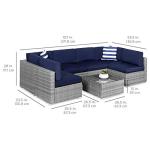 7-Pc Modular Outdoor Sectional Wicker Conversation Set - Gray/Navy