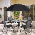 6-Piece Folding Patio Dining Set with Umbrella, Black