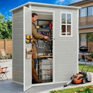 Gizoon 5x3 FT Grey Resin Outdoor Storage Shed