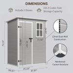 Gizoon 5x3 FT Grey Resin Outdoor Storage Shed