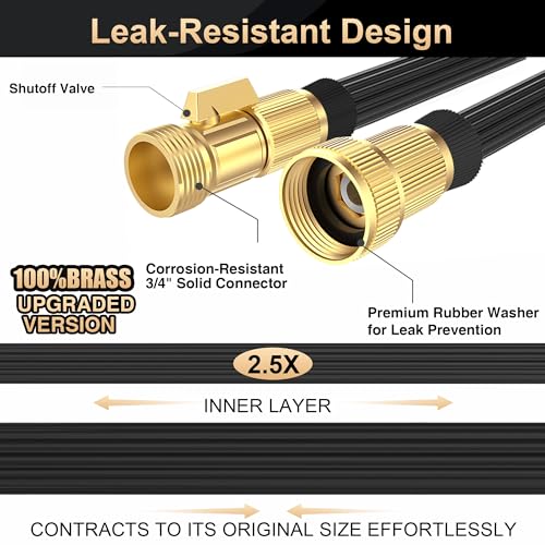 100ft Expandable Garden Hose with Leak-Proof Nano Rubber