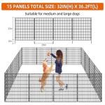 15 Panel No Dig Fence with Gate for Dogs