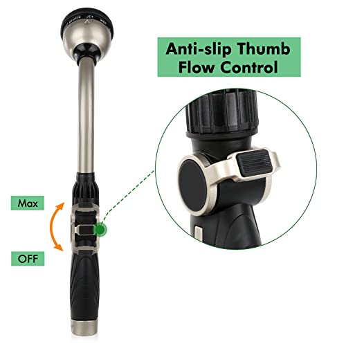 Metal Garden Hose Wand with 10 Spray Patterns