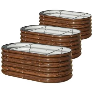 SnugNiture 3-Piece Oval Metal Raised Garden Bed