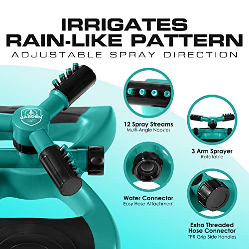 Joey's Rotating Garden Sprinkler for Large Yard Coverage