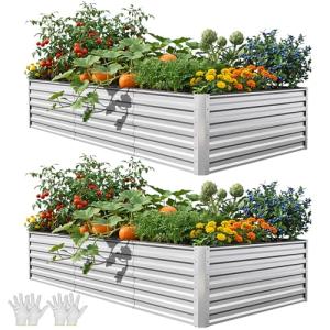 YITAHOME 8x4ft Galvanized Metal Raised Garden Bed Kit