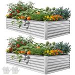 YITAHOME 8x4ft Galvanized Metal Raised Garden Bed Kit