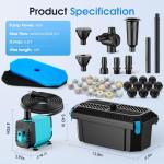 Pond Filter and Pump Fountain Kit, 660GPH
