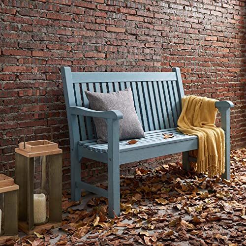 Psilvam 2-Person Poly Lumber Garden Bench, All-Weather (Blue)