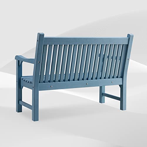 Psilvam 2-Person Poly Lumber Garden Bench, All-Weather (Blue)