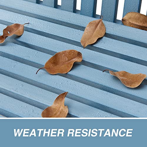 Psilvam 2-Person Poly Lumber Garden Bench, All-Weather (Blue)
