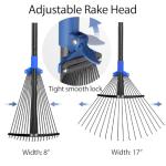 Heavy-Duty Adjustable Metal Leaf Rake with Long Handle
