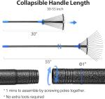 Heavy-Duty Adjustable Metal Leaf Rake with Long Handle
