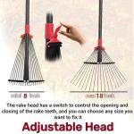 Adjustable 76-Inch Metal Leaf Rake with Tines
