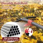 Adjustable 76-Inch Metal Leaf Rake with Tines