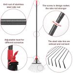 Adjustable 76-Inch Metal Leaf Rake with Tines