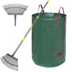 Adjustable Heavy-Duty Garden Rake with Bags