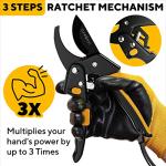 Heavy Duty Ratchet Pruning Shears for Easy Cutting