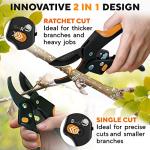 Heavy Duty Ratchet Pruning Shears for Easy Cutting