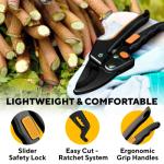 Heavy Duty Ratchet Pruning Shears for Easy Cutting