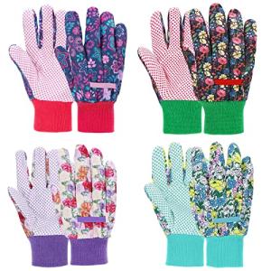 Floral Garden Gloves for Women with Non-Slip Dots