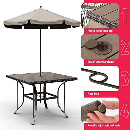 Pamapic 5-Piece Patio Dining Set, Weather Resistant PE Rattan