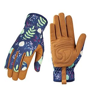 Women’s Leather Gardening Gloves in Blue