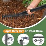 Heavy Duty 63-Inch Metal Garden Rake with 17 Tongs