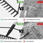 16-Tine Heavy Duty Garden Rake with Adjustable Handle