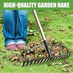 16-Tine Heavy Duty Garden Rake with Adjustable Handle