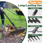 Heavy Duty 63-Inch Metal Garden Rake with 17 Tongs