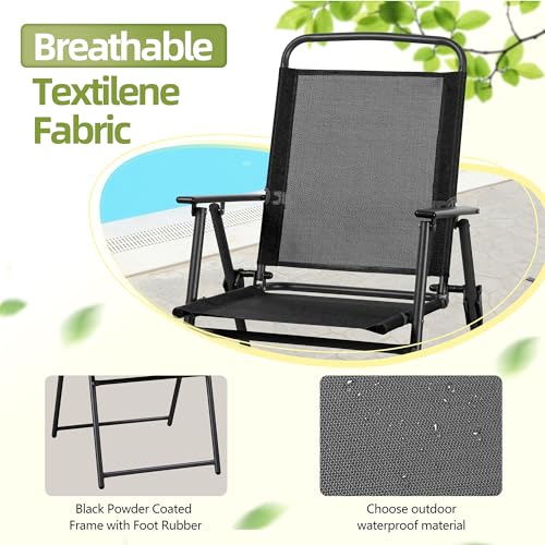 6-Piece Folding Patio Dining Set with Umbrella, Black