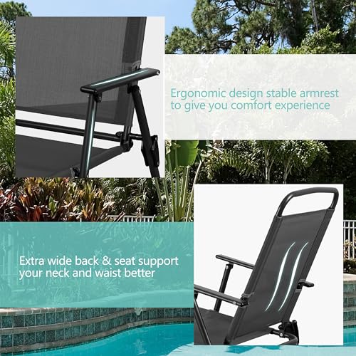 6-Piece Folding Patio Dining Set with Umbrella, Black