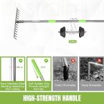 Adjustable Metal Leaf Rake with 14 Tines