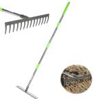 Adjustable Metal Leaf Rake with 14 Tines