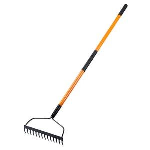 Heavy Duty 14-Tine Garden Rake with Fiberglass Handle