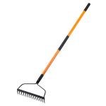 Heavy Duty 14-Tine Garden Rake with Fiberglass Handle