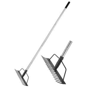 15-Inch Bow Rake with Adjustable Stainless Steel Handle