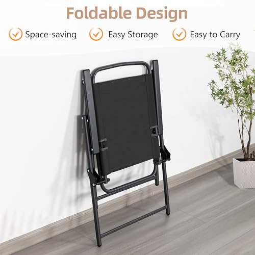 6-Piece Folding Patio Dining Set with Umbrella, Black