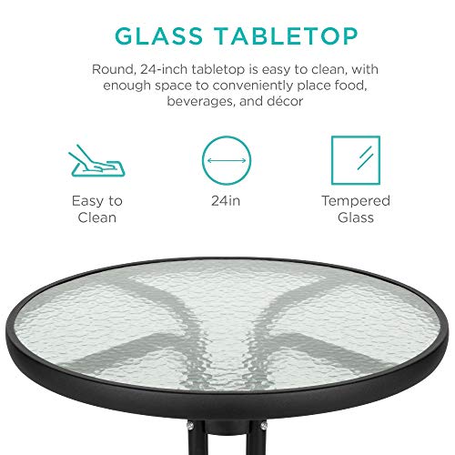 3-Piece Patio Bistro Dining Set with Textured Glass Tabletop