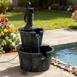 27'' Electric Waterfall Fountain - 2 Tier Barrel