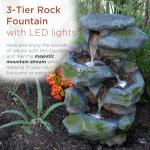22" Tall 3-Tier Rock Waterfall Fountain