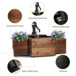 Wooden Rectangular Outdoor Water Fountain with Flower Box