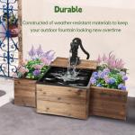 Wooden Rectangular Outdoor Water Fountain with Flower Box