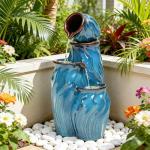 29" Ceramic Outdoor Water Fountain with 4-Tier Pots