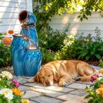 29" Ceramic Outdoor Water Fountain with 4-Tier Pots